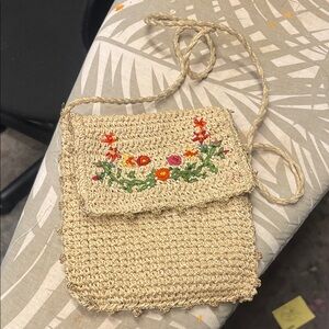 Handcrafted Floral Embroidered Straw Bag